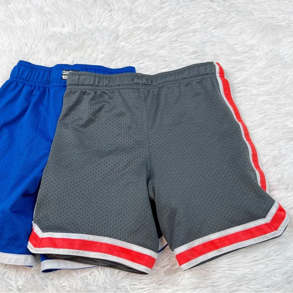 Oshkosh boy’s size 5 set of 2‎ striped casual shorts elastic waist in blue gray